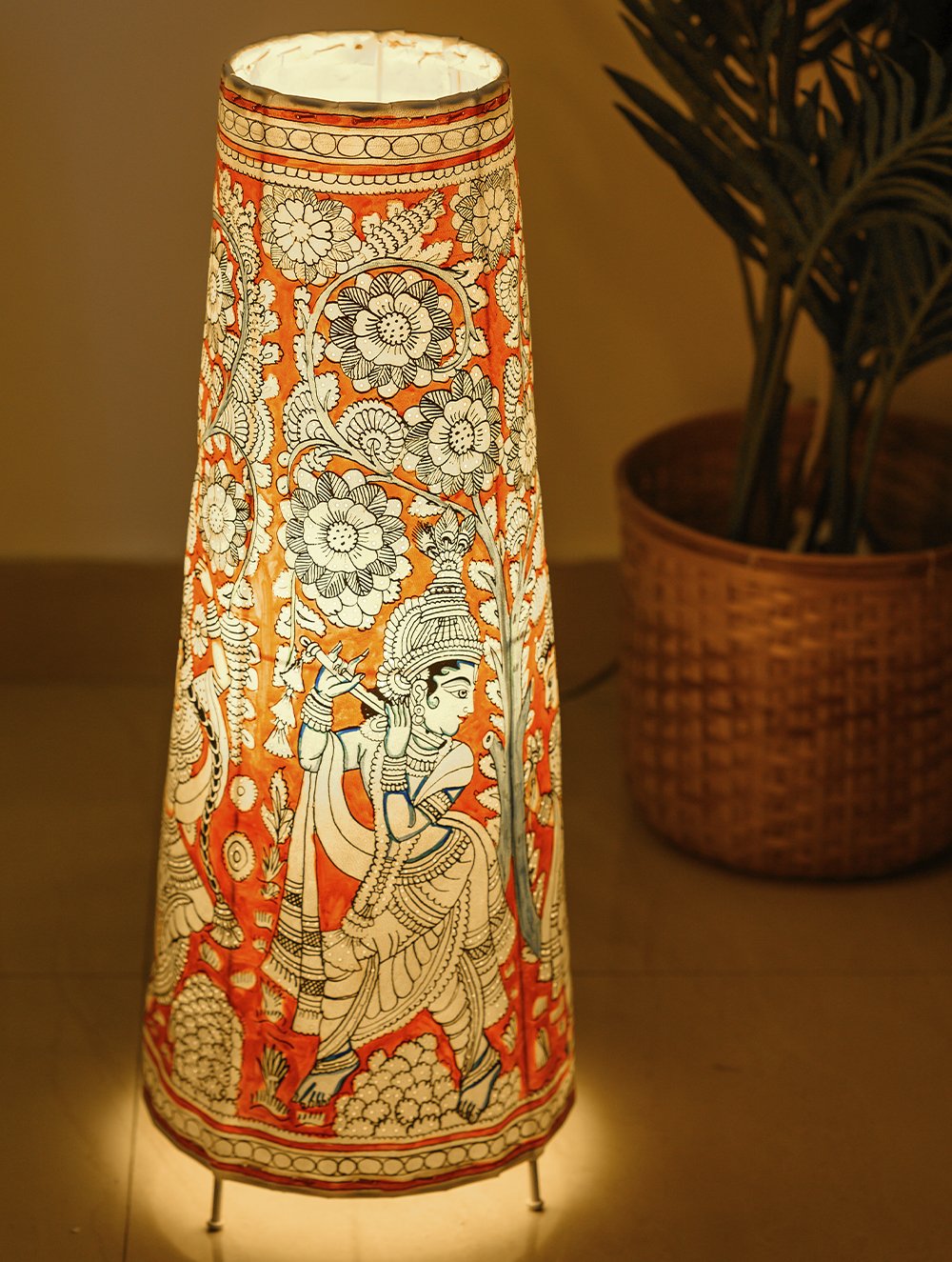 Load image into Gallery viewer, Andhra Leather Craft - Floor Lamp Shade (Large) - Krishna Radha