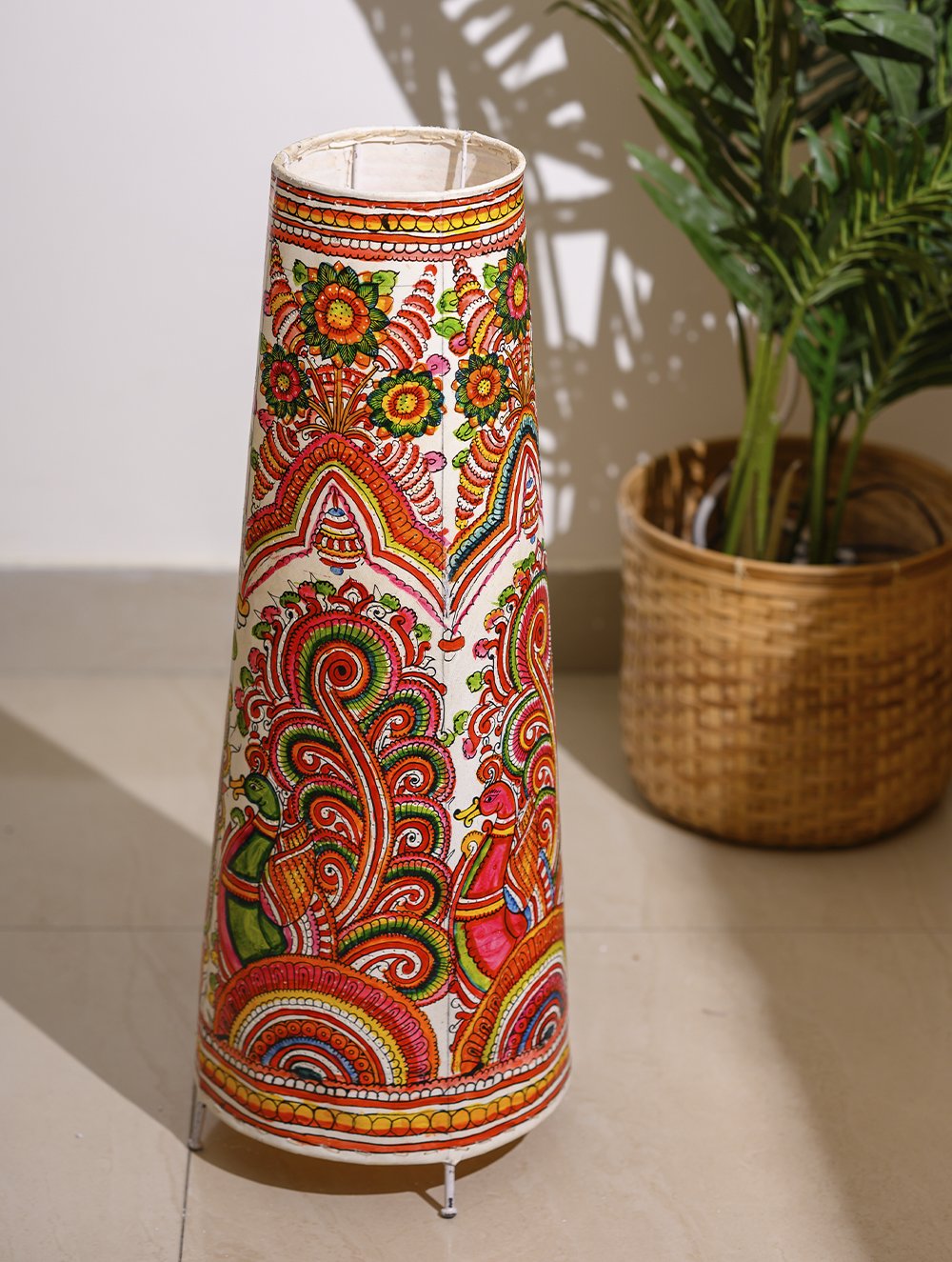 Load image into Gallery viewer, Andhra Leather Craft - Floor Lamp Shade (Large) - Peacocks