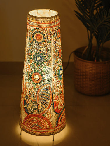 Andhra Leather Craft - Floor Lamp Shade (Large) - Peacocks and Flowers