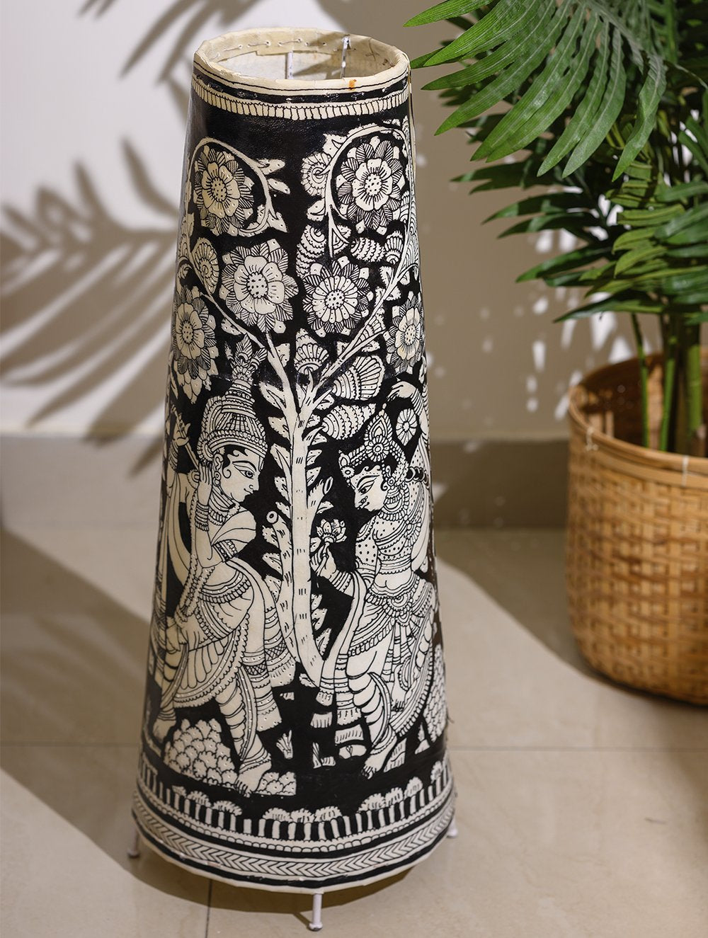 Load image into Gallery viewer, Andhra Leather Craft - Floor Lamp Shade (Large) - Radha Krishna