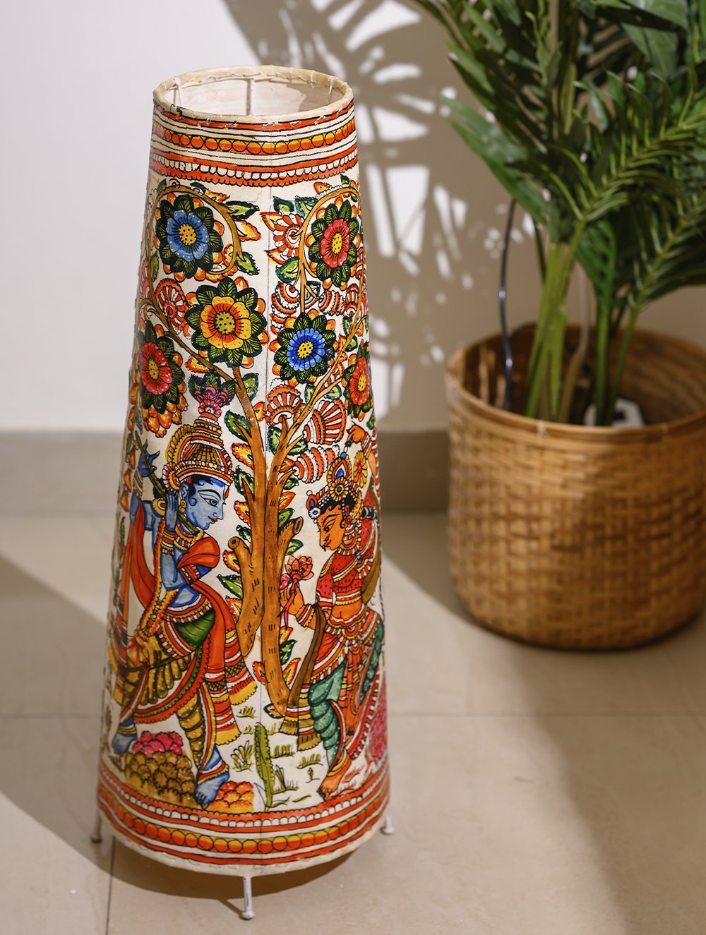 Load image into Gallery viewer, Andhra Leather Craft - Floor Lamp Shade (Large) - Radha Krishna