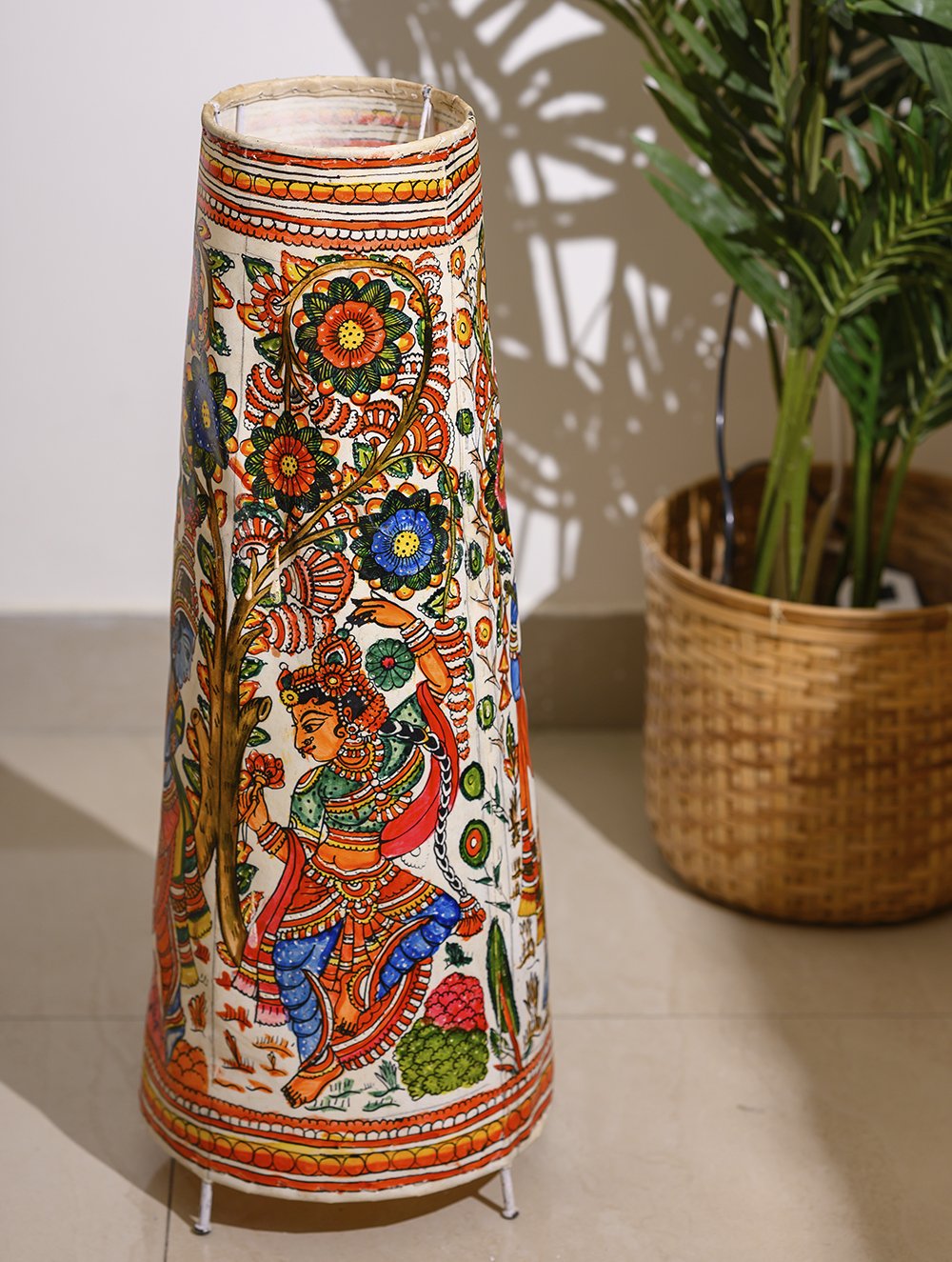 Load image into Gallery viewer, Andhra Leather Craft - Floor Lamp Shade (Large) - Radha Krishna