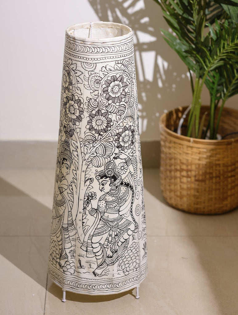 Andhra Leather Craft - Floor Lamp Shade (Large) - Radha & Krishna (White)