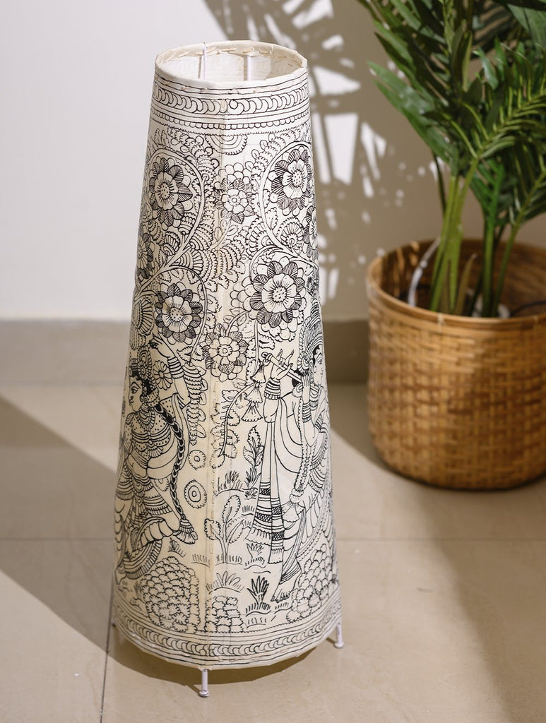 Andhra Leather Craft - Floor Lamp Shade (Large) - Radha & Krishna (White)