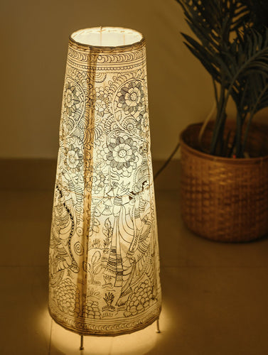 Andhra Leather Craft - Floor Lamp Shade (Large) - Radha & Krishna (White)