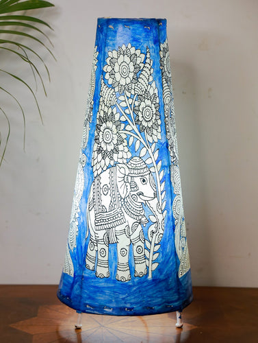 Andhra Leather Craft Blue Lamp Shade - Elephants