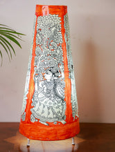 Load image into Gallery viewer, Andhra Leather Craft Deep Orange Lamp Shade - Krishna &amp; Radha