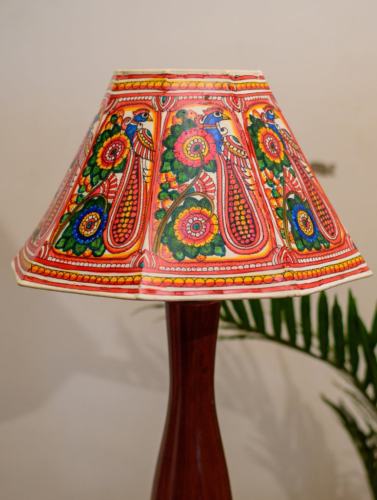 Andhra Leather Craft Table Lamp Shade - Black & White Floral