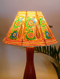 Andhra Leather Craft Table Lamp Shade - Black & White Floral