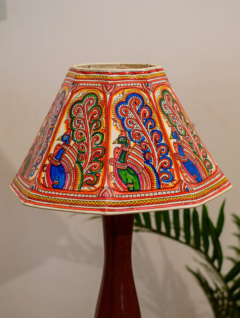 Andhra Leather Craft Table Lamp Shade - Peacock Dance