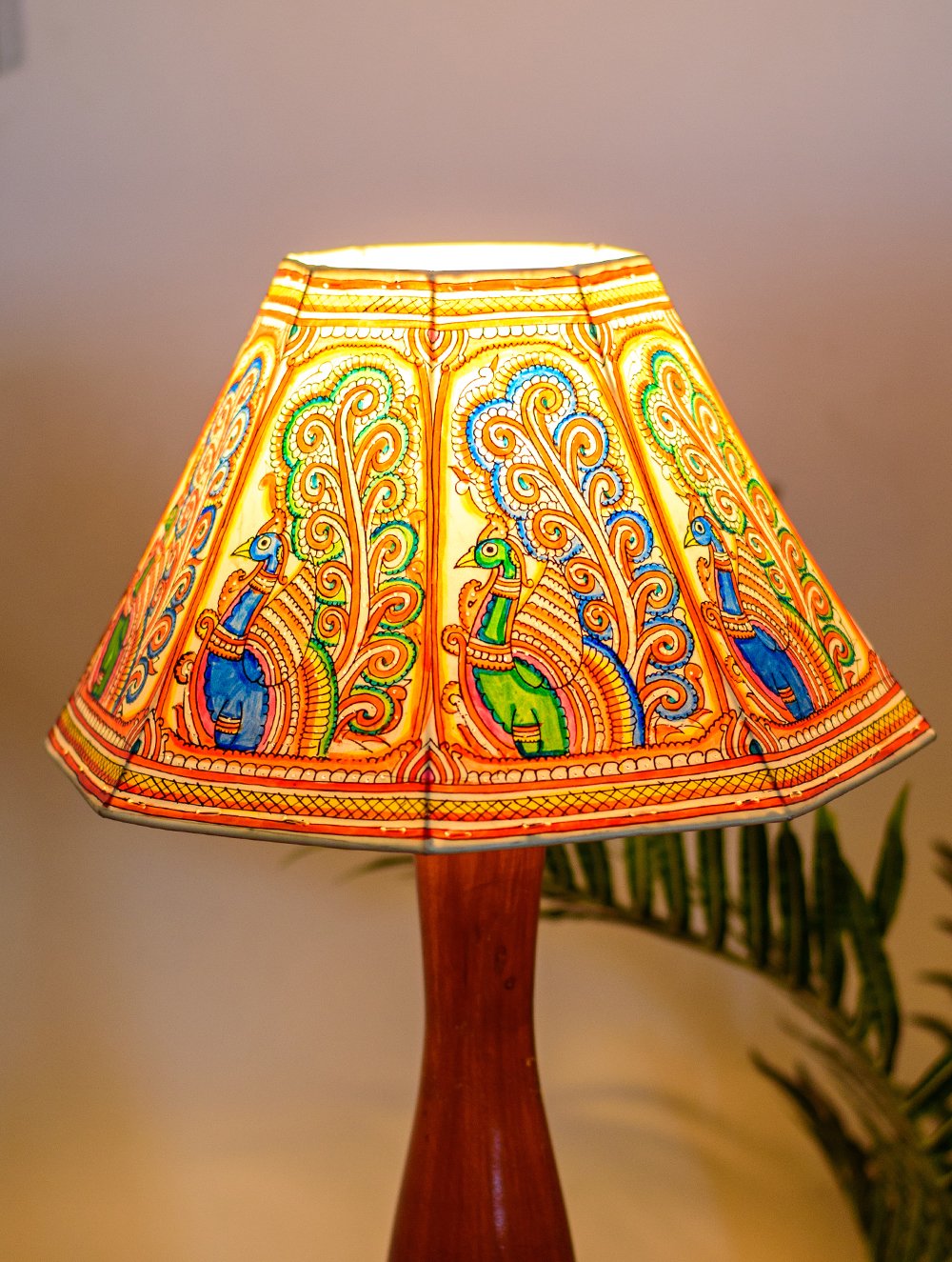 Load image into Gallery viewer, Andhra Leather Craft Table Lamp Shade - Peacock Dance