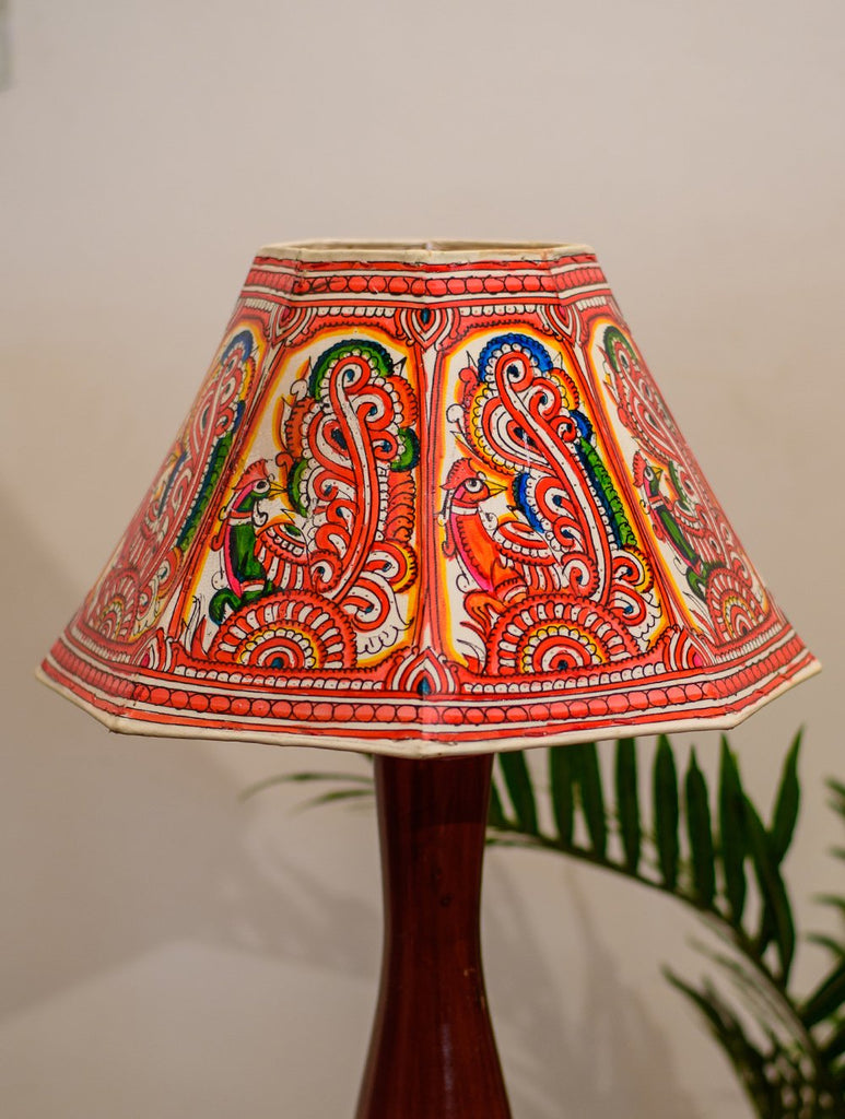 Andhra Leather Craft Table Lamp Shade - Peacock Splendour
