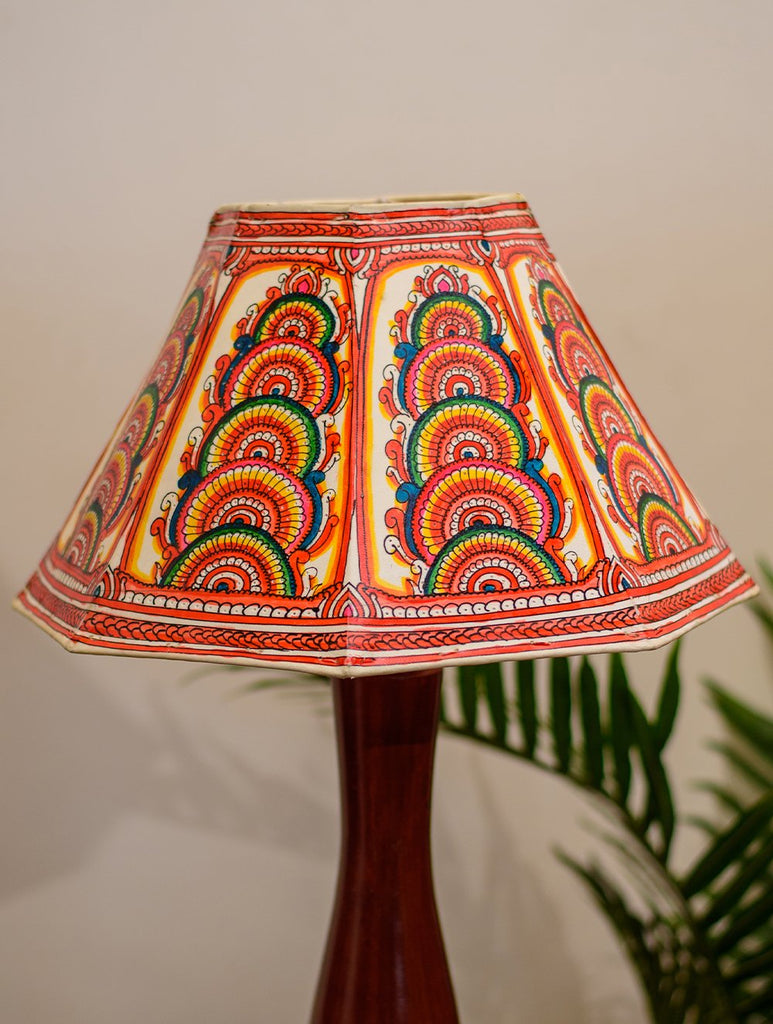 Andhra Leather Craft Table Lamp Shade - Peacocks