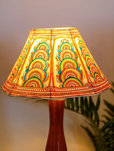 Andhra Leather Craft Table Lamp Shade - Peacocks