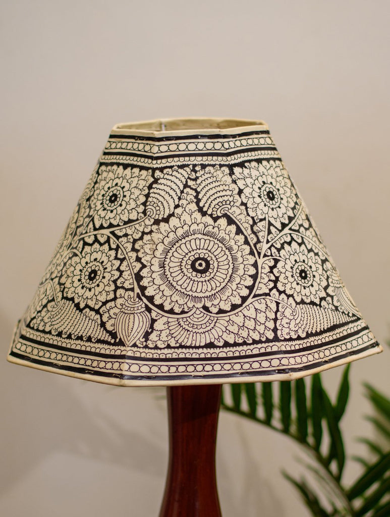 Andhra Leather Craft Table Lamp Shade - Peacocks & Flora