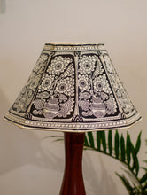 Load image into Gallery viewer, Andhra Leather Craft Table Lamp Shade - White &amp; Black Floral