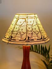 Load image into Gallery viewer, Andhra Leather Craft Table Lamp Shade - White &amp; Black Floral