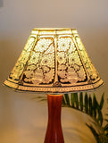 Andhra Leather Craft Table Lamp Shade - White & Black Floral