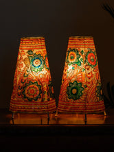 Load image into Gallery viewer, Andhra Leather Craft Lamp Shade, Medium (13&quot;x 8&quot;/ Set of 2) - Flora &amp; Peacocks