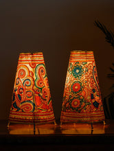 Load image into Gallery viewer, Andhra Leather Craft Lamp Shade, Medium (13&quot;x 8&quot;/ Set of 2) - Peacocks &amp; Flora
