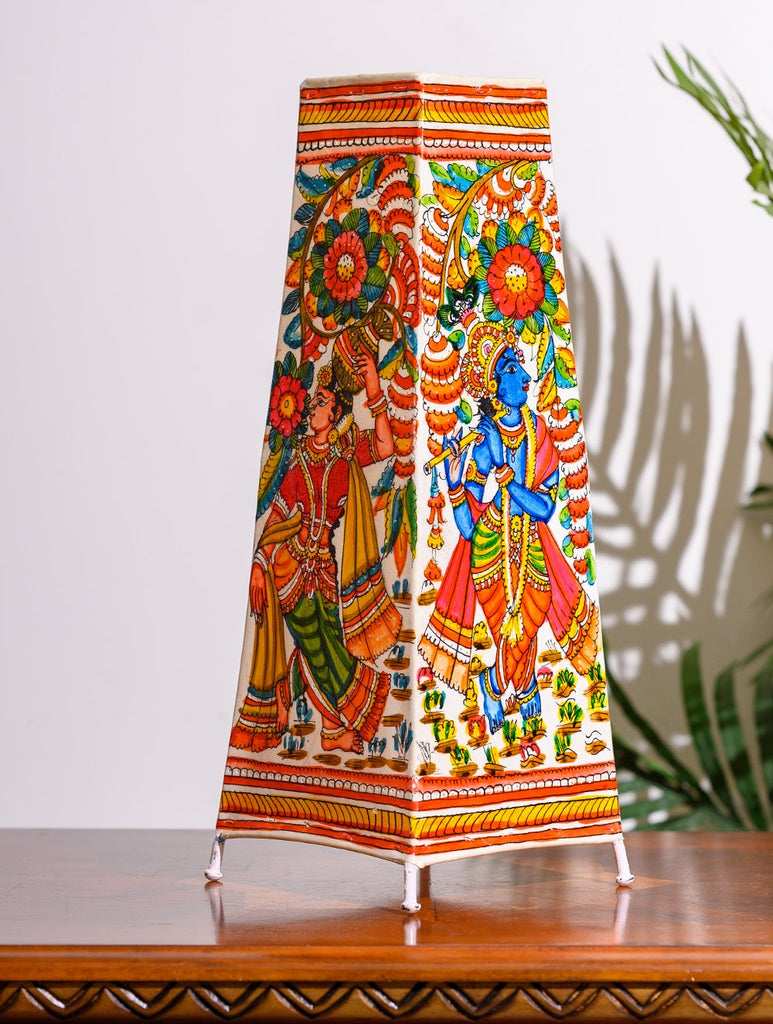 Andhra Leather Craft Table Lamp Shade, Large (17"x 6") - Krishna Radha