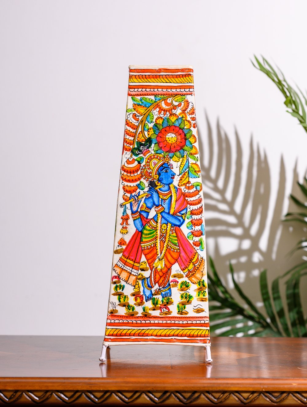 Load image into Gallery viewer, Andhra Leather Craft Table Lamp Shade, Large (17&quot;x 6&quot;) - Krishna Radha