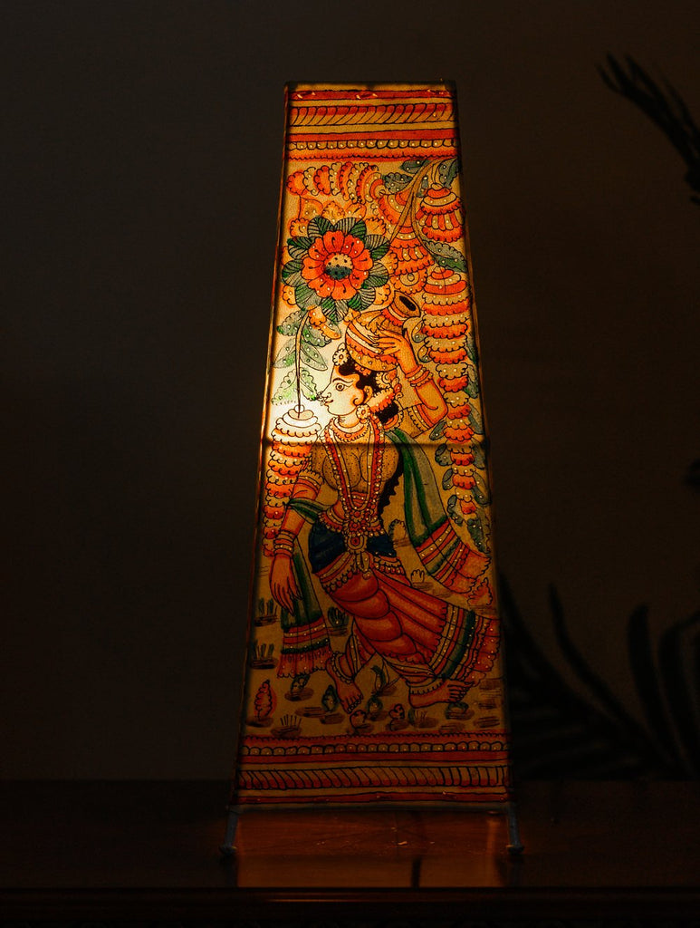 Andhra Leather Craft Table Lamp Shade, Large (17"x 6") - Krishna Radha
