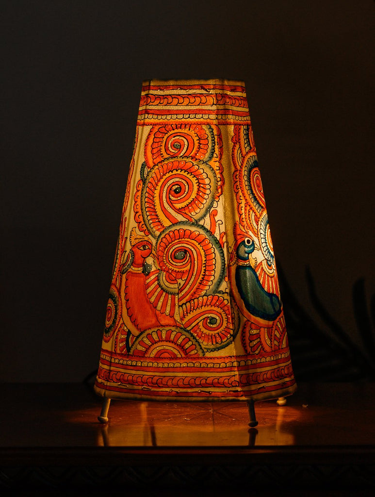 Andhra Leather Craft Table Lamp Shade, Medium (13"x 8") - Peacock