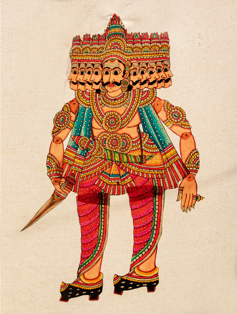 Andhra Leather Painted String Puppet - Raavan - The India Craft House 