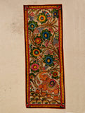 Andhra Leather Painted Wall Piece - Long Panel (Floral)