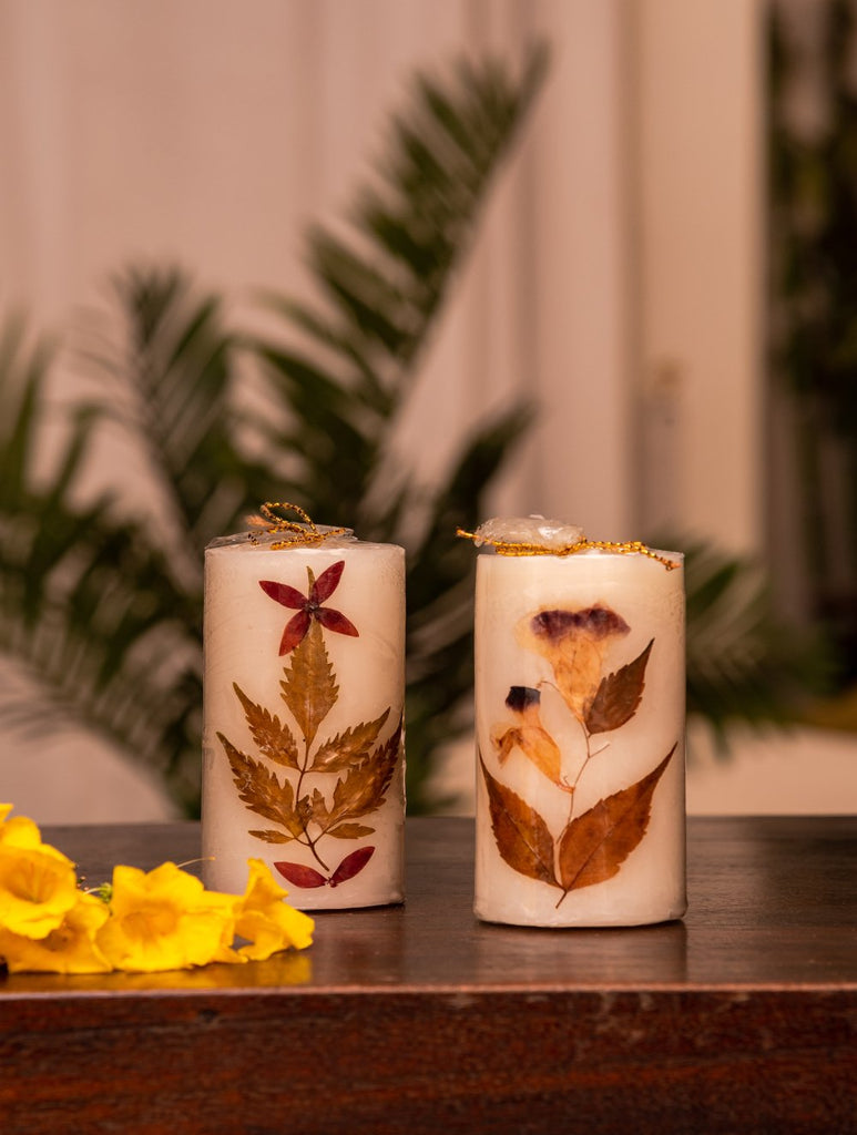 Aromatic Pondicherry Wax Candles - Jasmine (Set of 2)