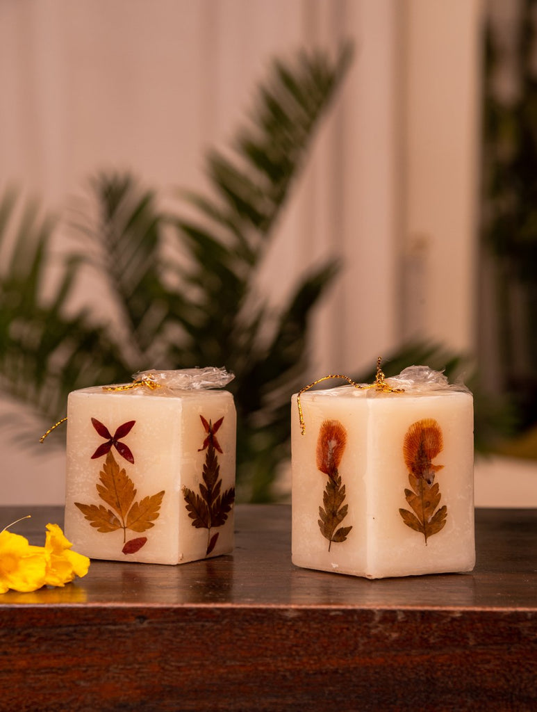Aromatic Pondicherry Wax Candles - Lavender & Jasmine (Set of 2)