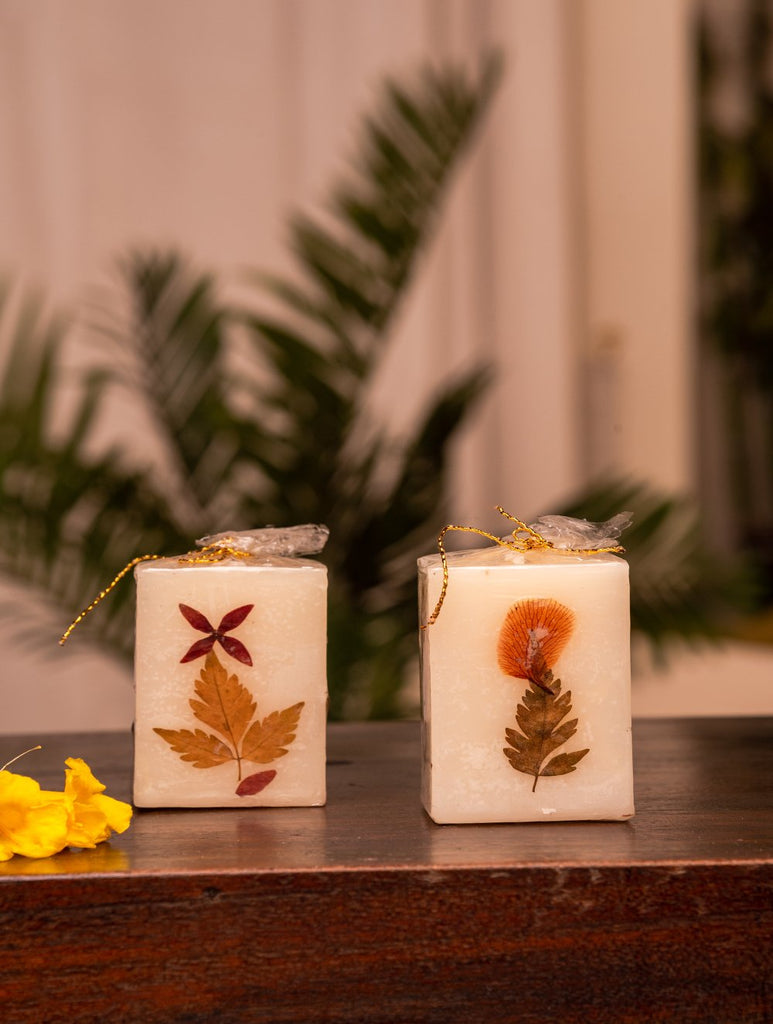 Aromatic Pondicherry Wax Candles - Lavender & Jasmine (Set of 2)