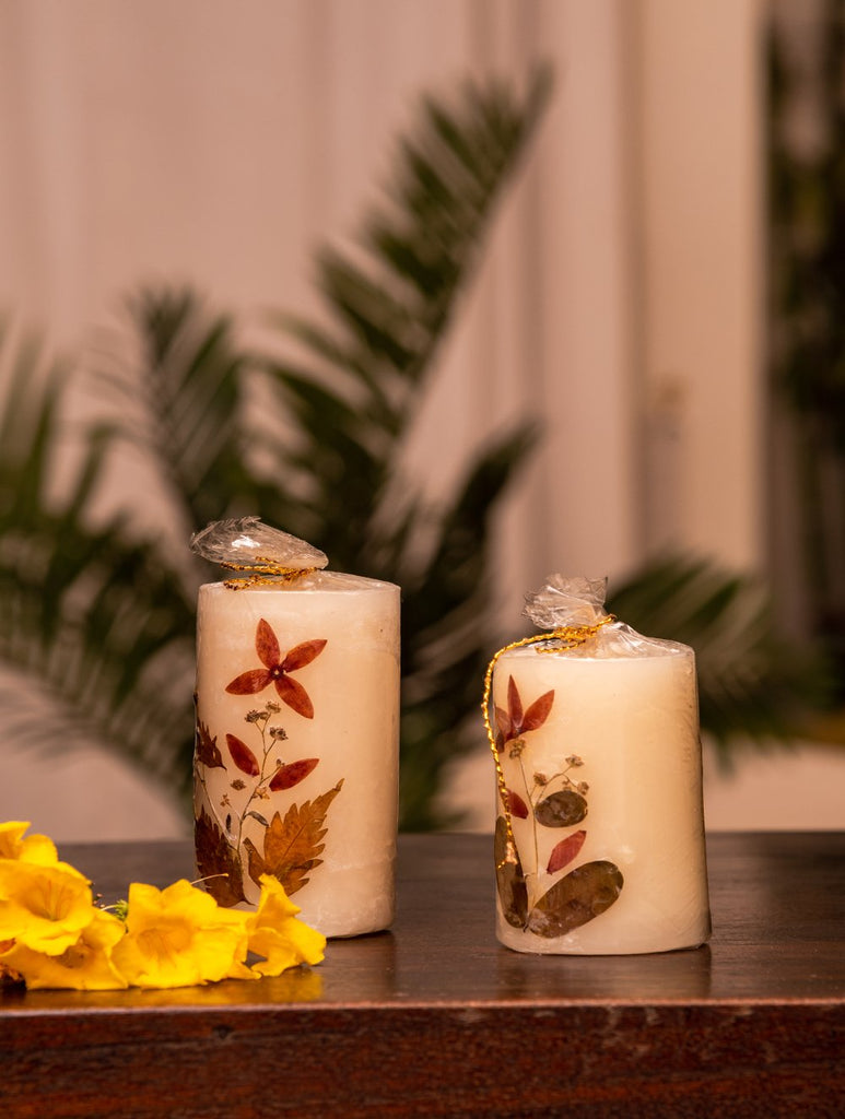 Aromatic Pondicherry Wax Candles - Lavender & Sandalwood (Set of 2)
