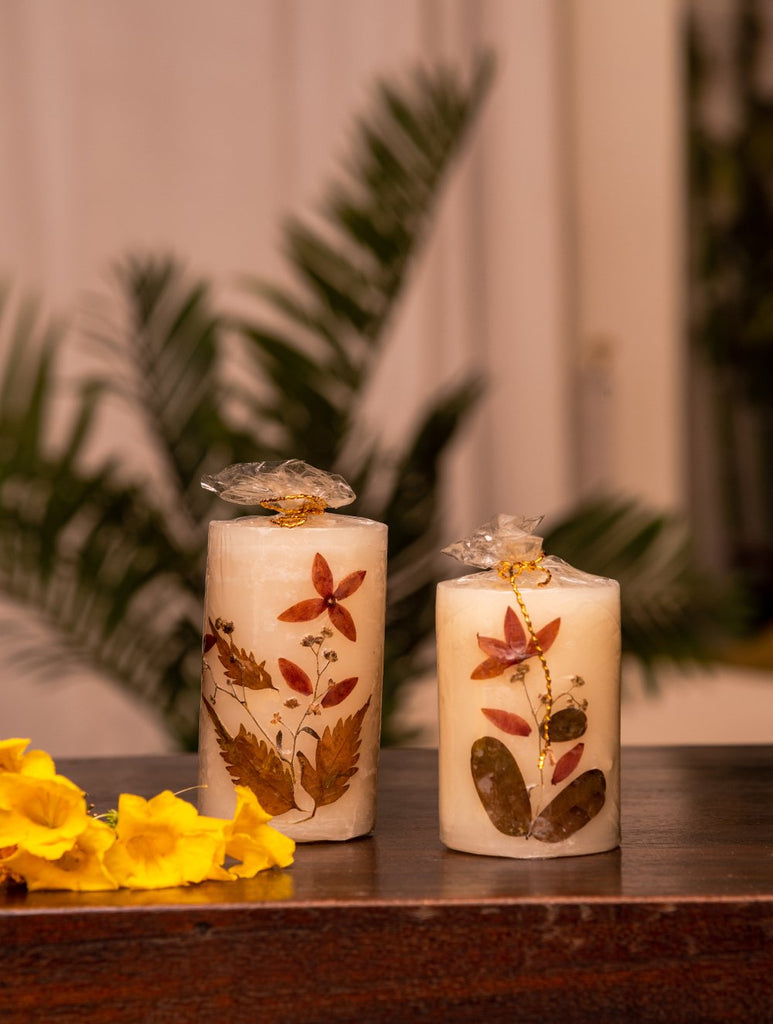Aromatic Pondicherry Wax Candles - Lavender & Sandalwood (Set of 2)