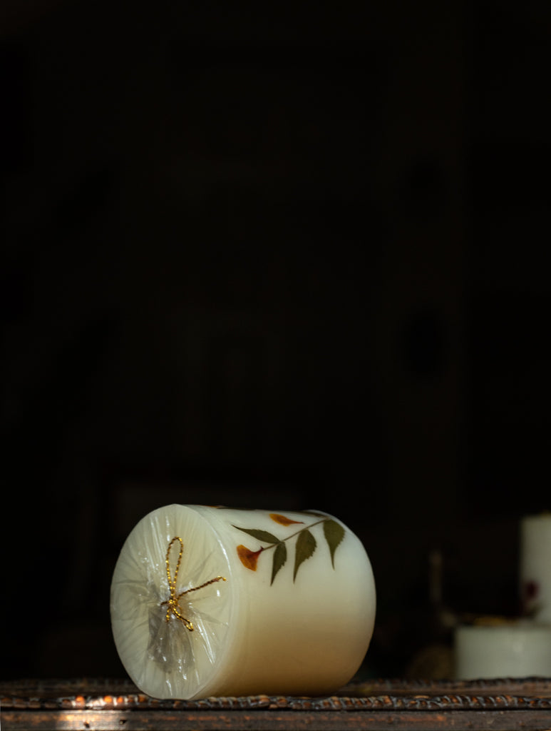 Aromatic Pondicherry Wax Pillar Candle - Lily - The India Craft House 