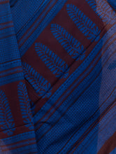 Load image into Gallery viewer, Bagh Hand Block Printed Cotton Saree - Black &amp; Blue Vine