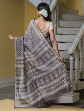 Load image into Gallery viewer, Bagru Block Printed Chanderi Saree - Bud (With Blouse Piece)