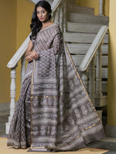 Load image into Gallery viewer, Bagru Block Printed Chanderi Saree - Bud (With Blouse Piece)