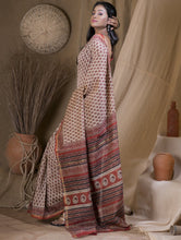Load image into Gallery viewer, Bagru Block Printed Chanderi Saree - Fleurs (With Blouse Piece)