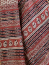 Load image into Gallery viewer, Bagru Block Printed Chanderi Saree - Fleurs (With Blouse Piece)