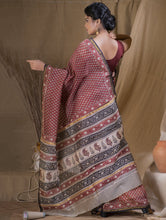 Load image into Gallery viewer, Bagru Block Printed Chanderi Saree - Floret (With Blouse Piece)