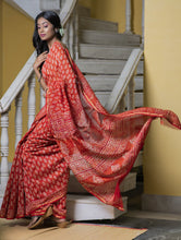 Load image into Gallery viewer, Bagru Block Printed Chanderi Saree - Leaf &amp; Flowers (With Blouse Piece)