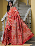 Bagru Block Printed Chanderi Saree - Leaf & Flowers (With Blouse Piece)