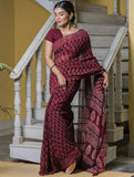 Dabu Block Printed Georgette Saree - Leaves (With Blouse Piece)