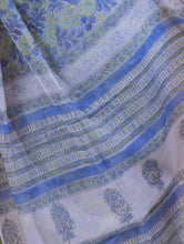 Load image into Gallery viewer, Bagru Sanganeri Block Printed Kota Saree - Blue Floral  (Withput Blouse Piece)