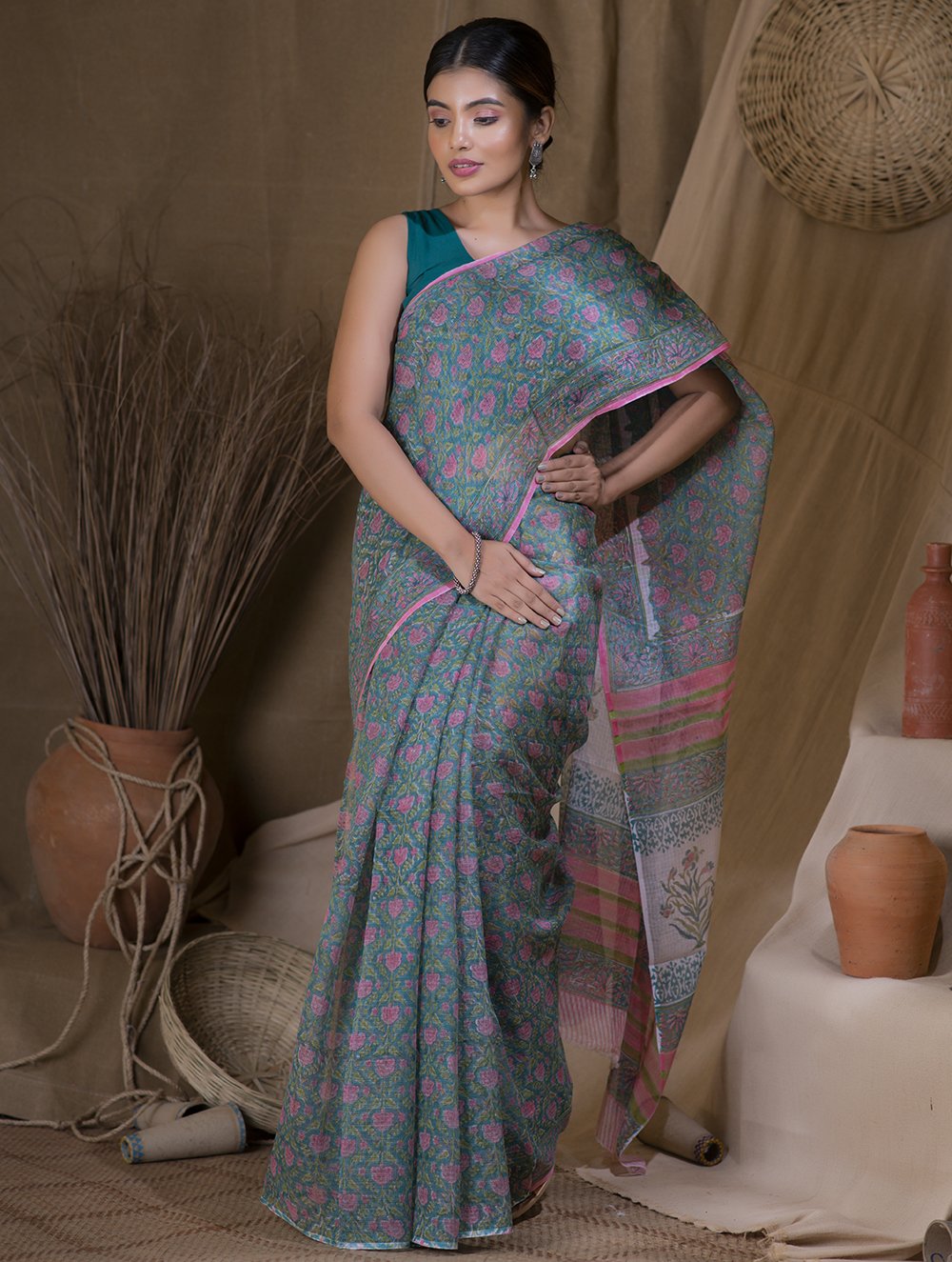 Beatitude - Exalted Happiness Beatitude blue brocade banarasi silk saree  with India | Ubuy