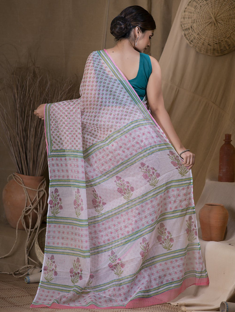 Bagru Sanganeri Block Printed Kota Saree - Phool  (Without Blouse Piece)