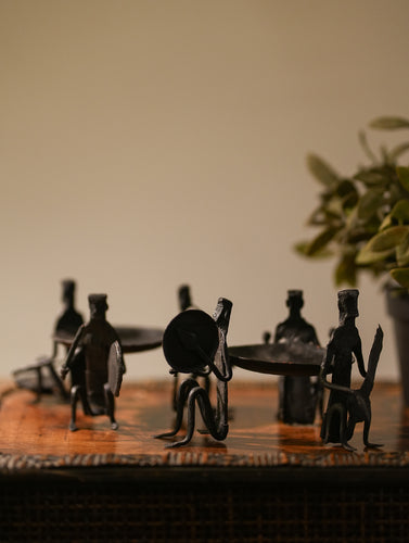 Bastar Tribal Art Tealight Holders - Musicians (Set of 2)