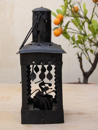 Bastar Tribal Art - Candle Holder, Square - The India Craft House 